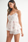 MABLE Stripe Embroidered Peplum Cami and Shorts Set