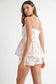 MABLE Stripe Embroidered Peplum Cami and Shorts Set
