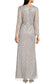 Aidan Mattox Sequined V-Neck Long Sleeve Slit Front Zipper Back Mesh Gown