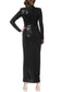 One33 Social Bridgette High Mock Neckline Keyhole Cutout Long Sleeves Zipper Closure Skirt Side Slit Sheath Column Gown Dress