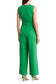 Nicole Miller round neck sleeveless zipper closure twist front solid stretch crepe jumpsuit with open sides by the waist