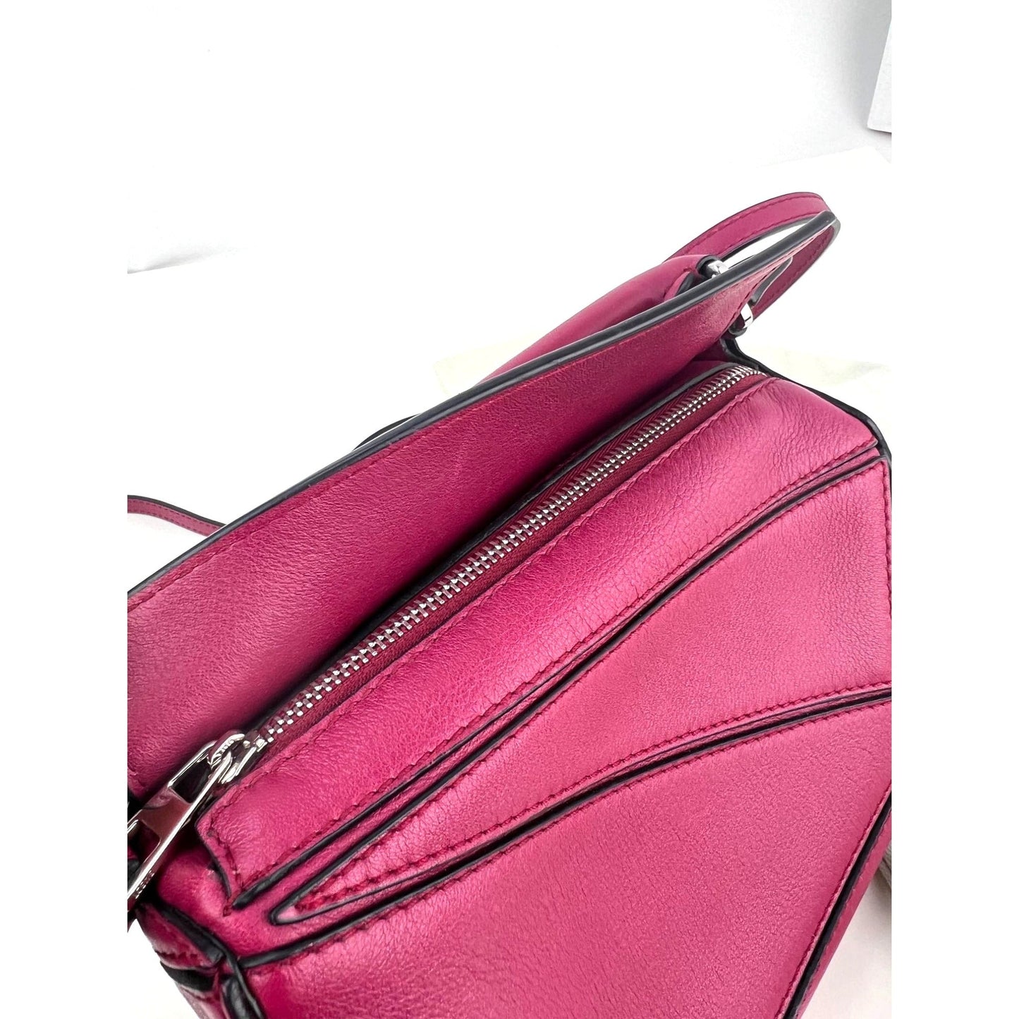 Loewe Calfskin Mini Crimson Puzzle Crossbody Hand Bag