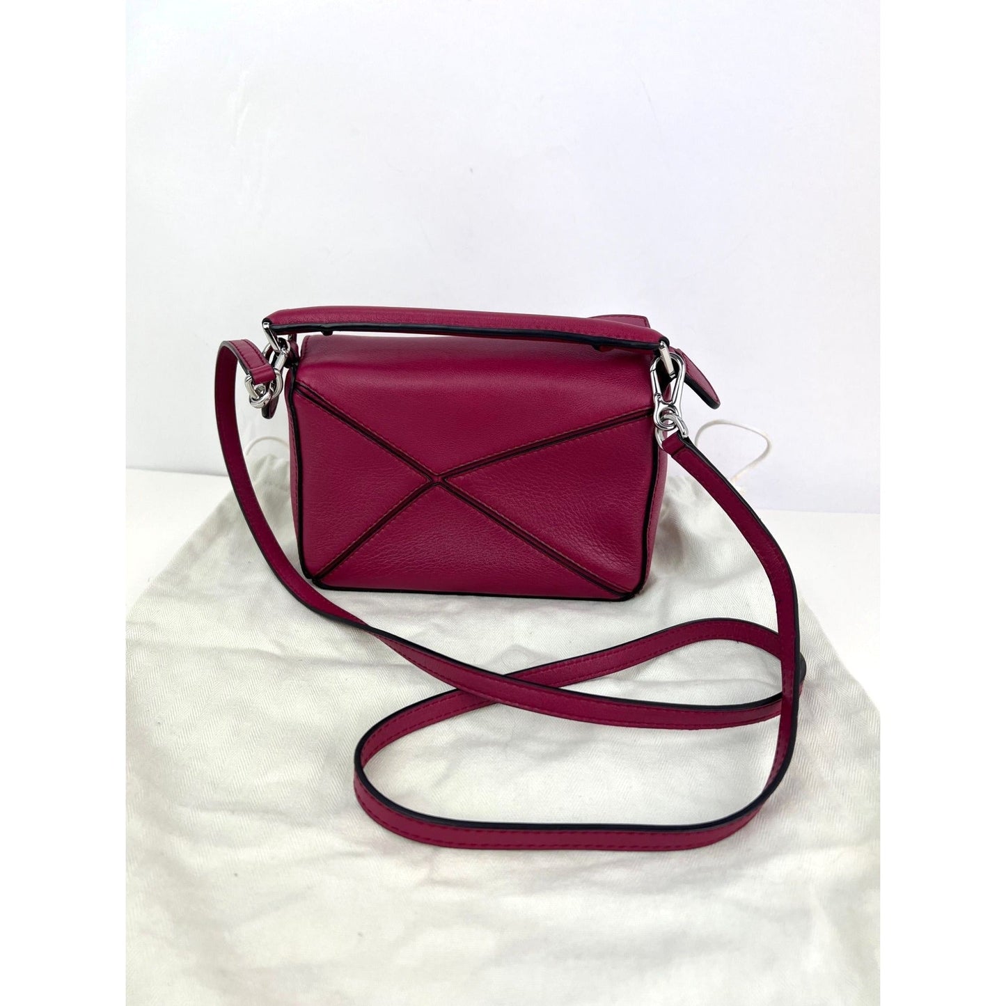 Loewe Calfskin Mini Crimson Puzzle Crossbody Hand Bag