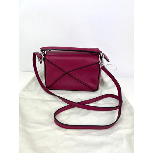 Loewe Calfskin Mini Crimson Puzzle Crossbody Hand Bag