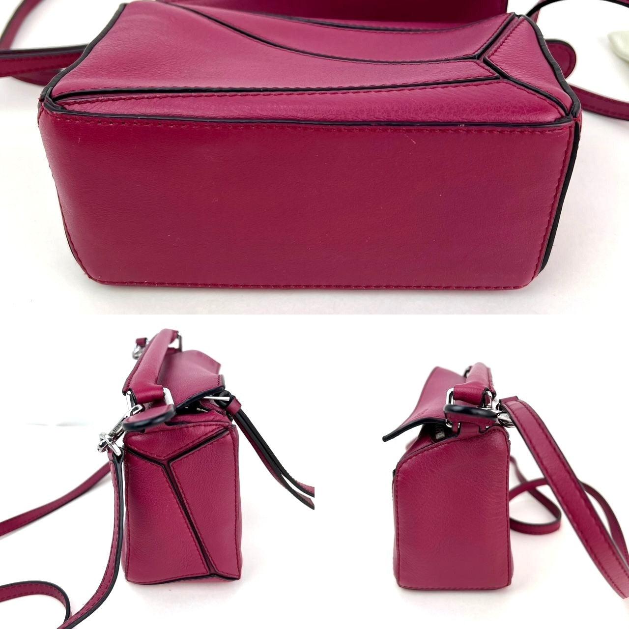Loewe Calfskin Mini Crimson Puzzle Crossbody Hand Bag
