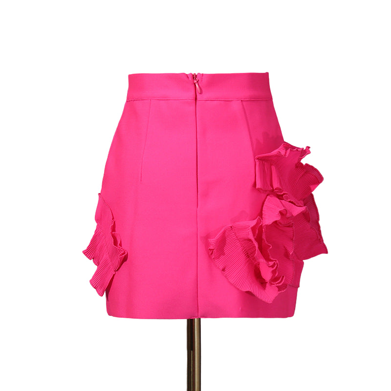 Fantasy Floral Room Barbie Waist Tube Top Two Piece Set Three Dimensional Floral Stitching Solid Color Women Summer