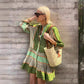 Spring Autumn Print Positioning Cotton Linen Dress Women