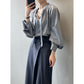 French V neck Shirt Women Spring Casual Lace up Chic Top