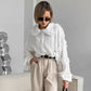 French Bubble Wrinkle Lace Lantern  Shirt