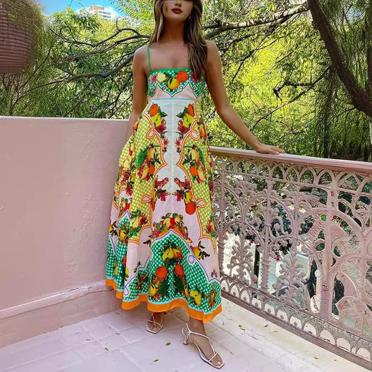 Floral Print Sleeveless Swing Cotton Linen Dress Amplified craft