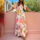 Printed Lantern Sleeve Slim Fit Large Swing Cotton Linen Dress
