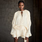 Puff Sleeve Lotus Leaf Skirt  Short Mesh Dress