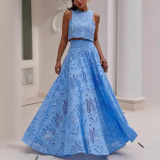 Long Skirt Pocket Set l Vacation Loose Two Piece Set