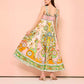 Graffiti Printing Sleeveless Bow Swing Cotton Linen Dress