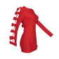 Red Hollow Out Cutout Bow Long Sleeve Bandage Mini Dress
