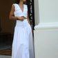 French Pleated Vest High Waist Big Hem Skirt Two Piece Set