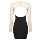 Summer Black Particle Diamond Mesh Stitching Bandage Elastic Dress Women Clothing