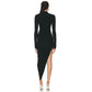 Black Asymmetric Cut-Out Long Sleeve Bodycon Dress – Sexy High-Fashion Evening Look