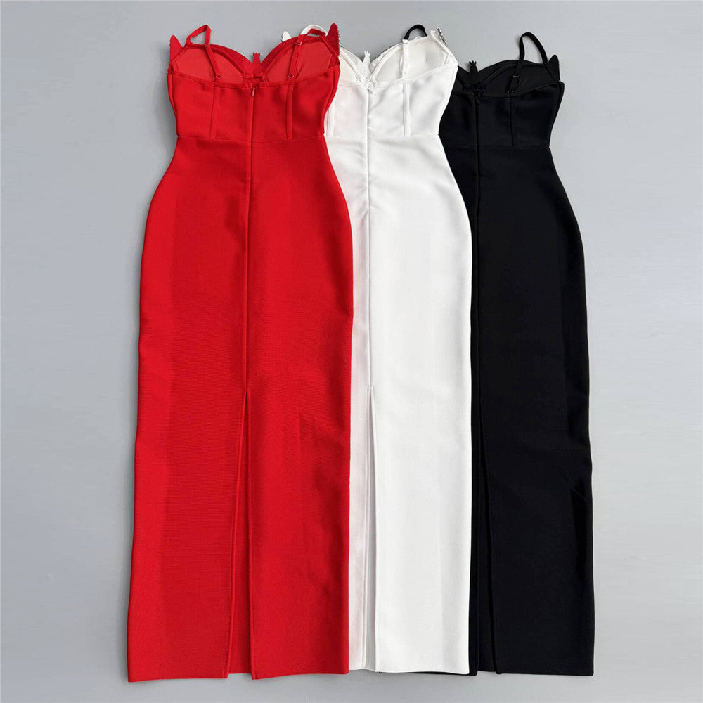 Diamond Strap Bandage Dress Socialite Slim Fit Dress Boning Corset Dress