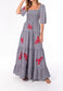 Sapphire Blue Grid Short Sleeved Red Lobster Smocking