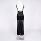 Sexy Deep V Black Sheer Striped Maxi Dress | Runway-Inspired Evening Gown