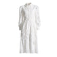 Retro Autumn Mid Length with Embroidery Hollow Out Cutout Dress