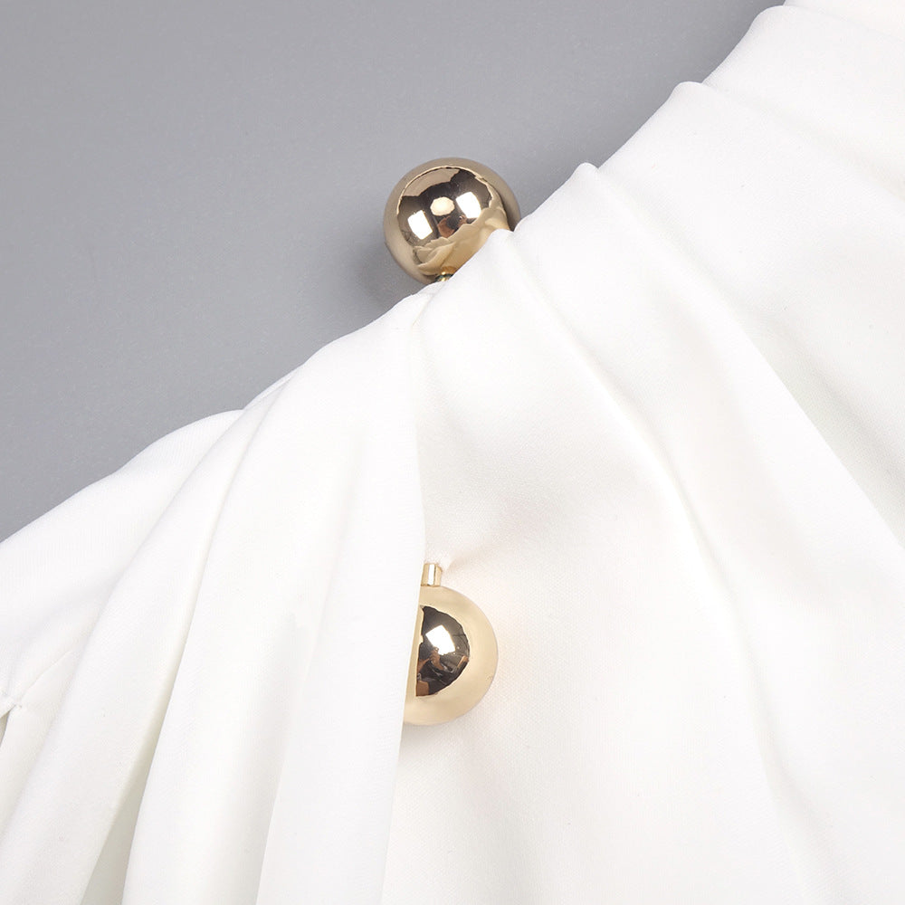 Autumn Winter Long-Sleeve White Sexy Maxi Dress – Elegant Women’s Evening Gown