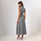 Maxi Skirt Sleeveless Vest Pleated Dress Two Piece Sets