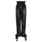Shaped Pants High Waist Lace Up Ankle Tied Shiny Casual Pants