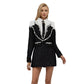 Chic Diamond Beaded Tweed Dress - Black