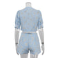 French  Embroidered Short  Two Piece Set