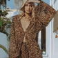 Leopard Print Loose  Shirt Shorts Two Piece Set