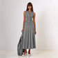 Maxi Skirt Sleeveless Vest Pleated Dress Two Piece Sets