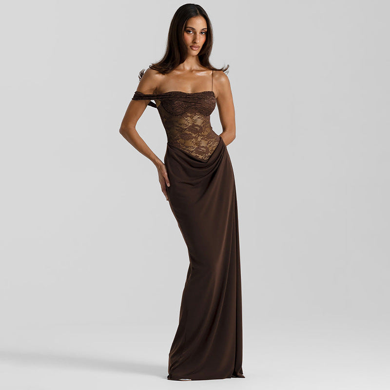 Lace Off-Shoulder Maxi Dress | Elegant Evening Gown