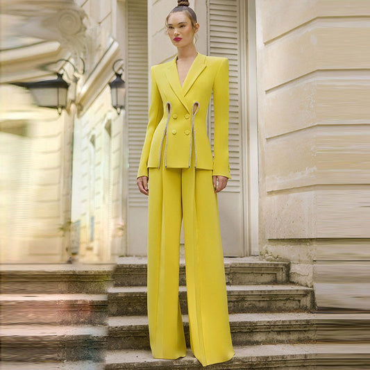 Diamond Strip Suit Two Piece Set