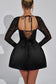 Glitter Long Sleeve Backless Sexy Mini Dress