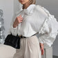 French Bubble Wrinkle Lace Lantern  Shirt