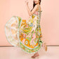 Graffiti Printing Sleeveless Bow Swing Cotton Linen Dress