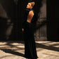 Summer Women Clothing High Collar Slim Sexy Backless Solid Color Maxi Dress