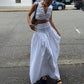 French Pleated Vest High Waist Big Hem Skirt Two Piece Set