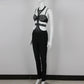 Sexy Halter Hollow Out Cutout Sexy Slim Fit Rhinestone Jumpsuit