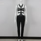 Sexy Halter Hollow Out Cutout Sexy Slim Fit Rhinestone Jumpsuit