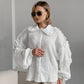 French Bubble Wrinkle Lace Lantern  Shirt
