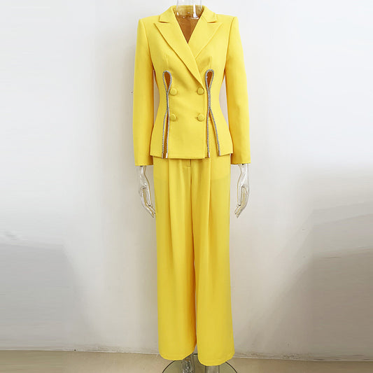 Diamond Strip Suit Two Piece Set