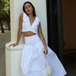 French Pleated Vest High Waist Big Hem Skirt Two Piece Set