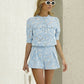 French  Embroidered Short  Two Piece Set