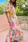 Printed Lantern Sleeve Slim Fit Large Swing Cotton Linen Dress