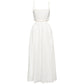 Cutout Linen Midi Dress In Ivory