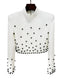 Pearl Beaded Short Top Skirt Set Two Piece Set