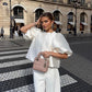 Spring Summer Satin White Shirt